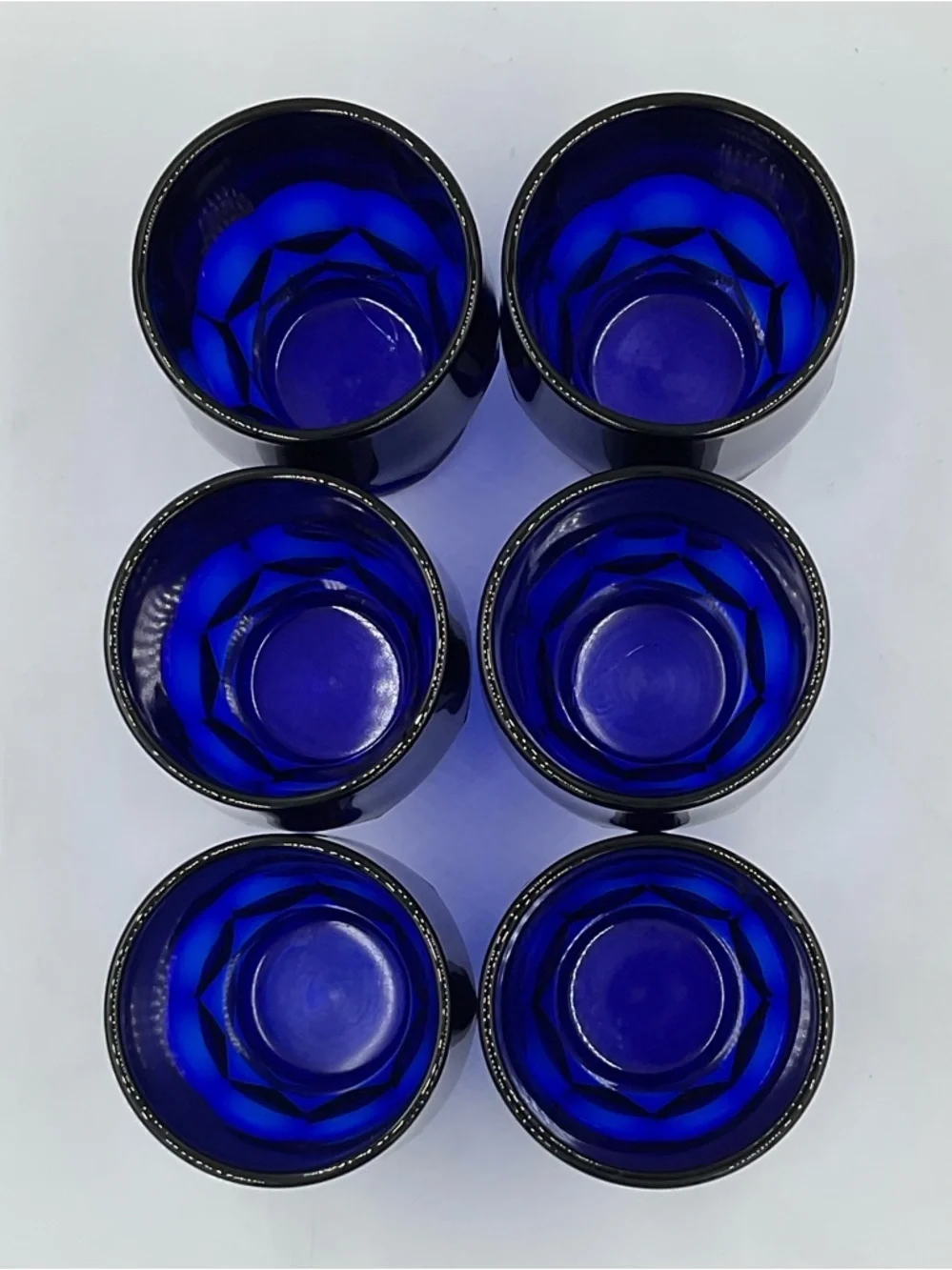 Vintage Viking Glass 8oz Georgian Cobalt Blue Flat Tumblers-Set of 6